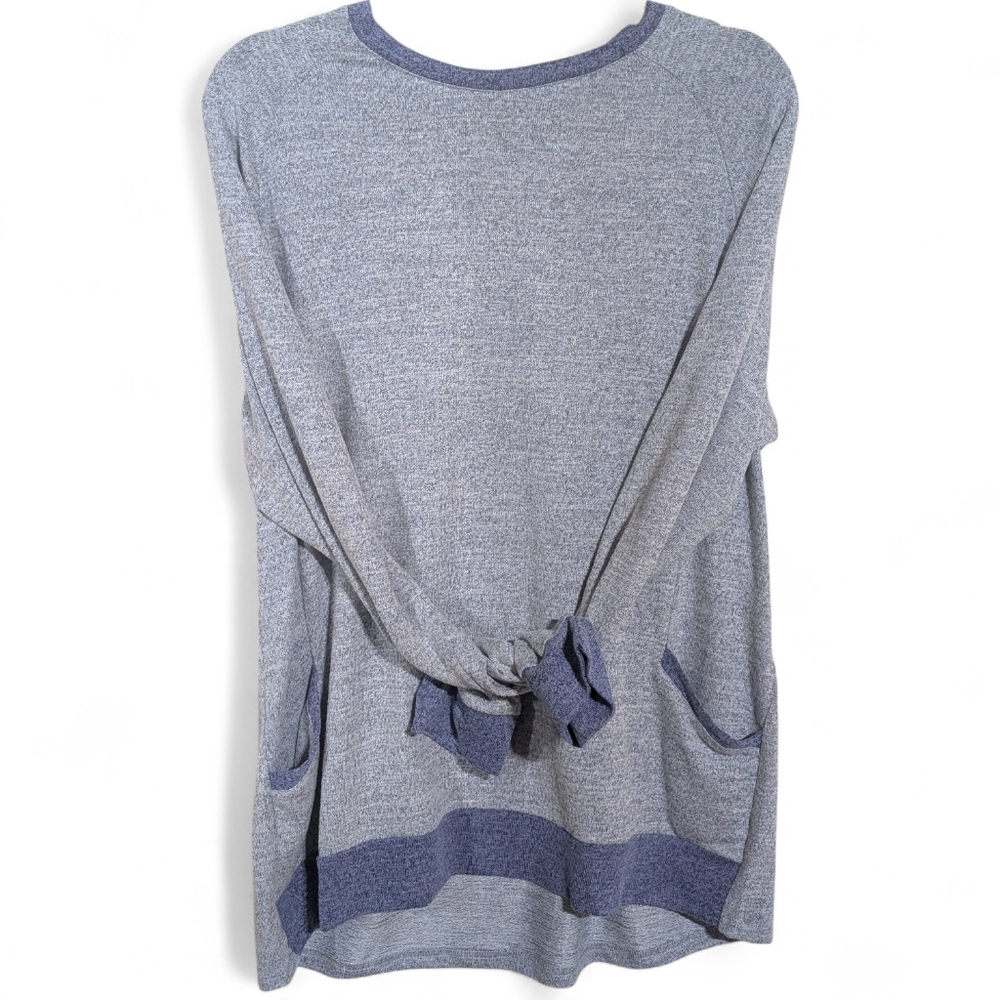 ☁️ NEW Cozy Raglan Blue Colorblock Loungewear Sweatshirt XXL Super Soft ☁️ - Picture 2 of 6